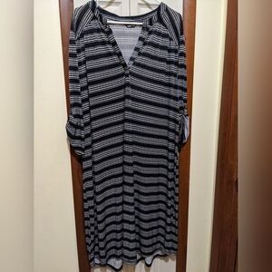 🖤 Mlle Gabrielle Plus Size Black White T-shirt Dress Size 3X